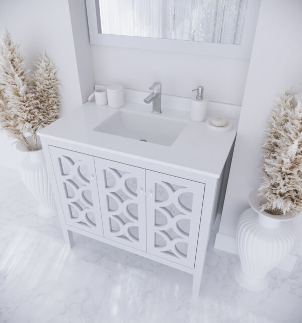 Laviva Mediterraneo 36" White Bathroom Vanity with White Quartz Countertop