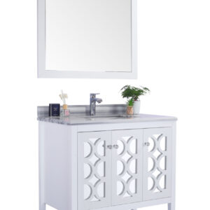 Laviva Mediterraneo 36" White Bathroom Vanity with White Stripes Marble Countertop