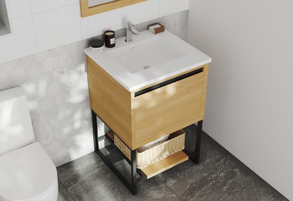 Laviva Alto 24" California White Oak Bathroom Vanity with Matte White VIVA Stone Solid Surface Countertop