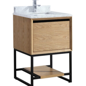 Laviva Alto 24" California White Oak Bathroom Vanity with White Carrara Marble Countertop