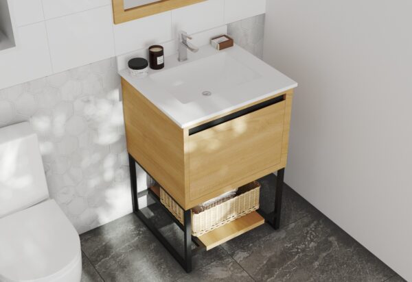 Laviva Alto 24" California White Oak Bathroom Vanity with White Quartz Countertop