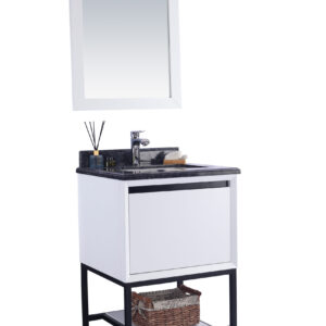 Laviva Alto 24" White Bathroom Vanity with Black Wood Marble Countertop