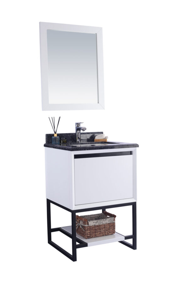 Laviva Alto 24" White Bathroom Vanity with Black Wood Marble Countertop