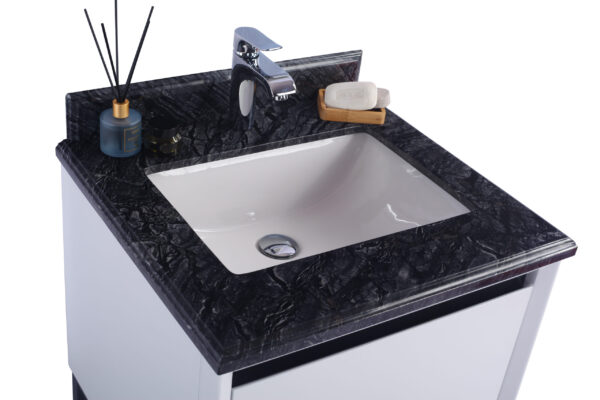 Laviva Alto 24" White Bathroom Vanity with Black Wood Marble Countertop