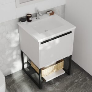 Laviva Alto 24" White Bathroom Vanity with Matte White VIVA Stone Solid Surface Countertop