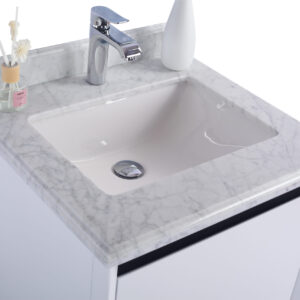 Laviva Alto 24" White Bathroom Vanity with White Carrara Marble Countertop