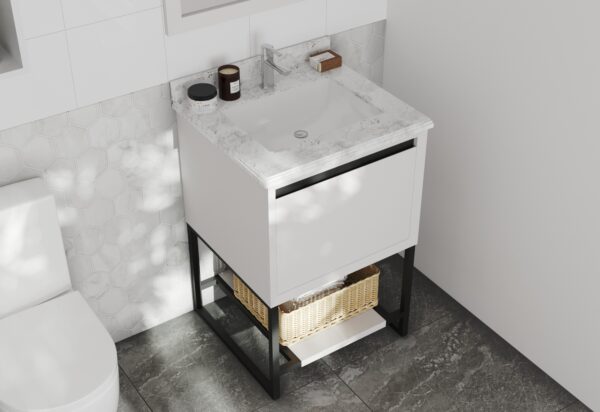 Laviva Alto 24" White Bathroom Vanity with White Carrara Marble Countertop