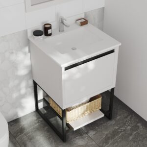 Laviva Alto 24" White Bathroom Vanity with White Quartz Countertop