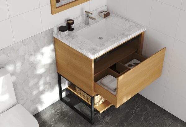 Laviva Alto 30" California White Oak Bathroom Vanity with White Carrara Marble Countertop