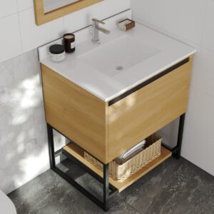 Laviva Alto 30" California White Oak Bathroom Vanity with White Quartz Countertop