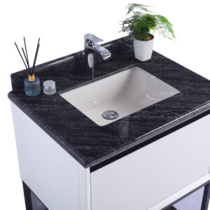 Laviva Alto 30" White Bathroom Vanity with Black Wood Marble Countertop