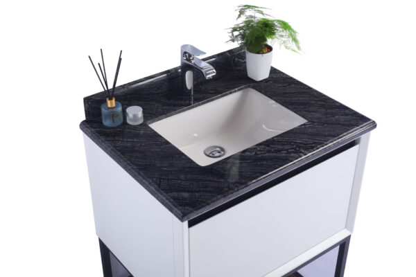 Laviva Alto 30" White Bathroom Vanity with Black Wood Marble Countertop