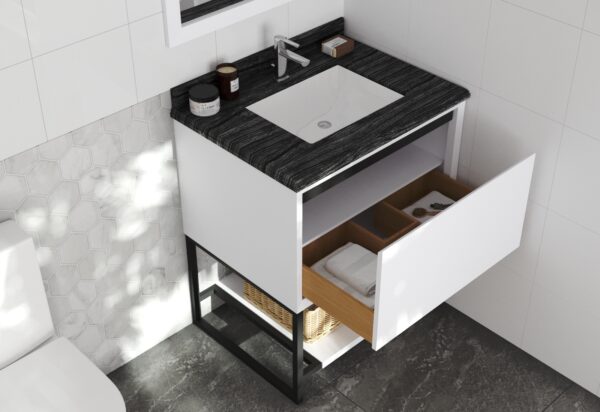 Laviva Alto 30" White Bathroom Vanity with Black Wood Marble Countertop