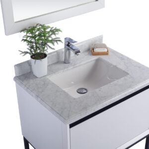 Laviva Alto 30" White Bathroom Vanity with White Carrara Marble Countertop