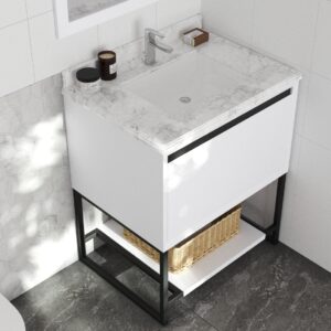 Laviva Alto 30" White Bathroom Vanity with White Carrara Marble Countertop