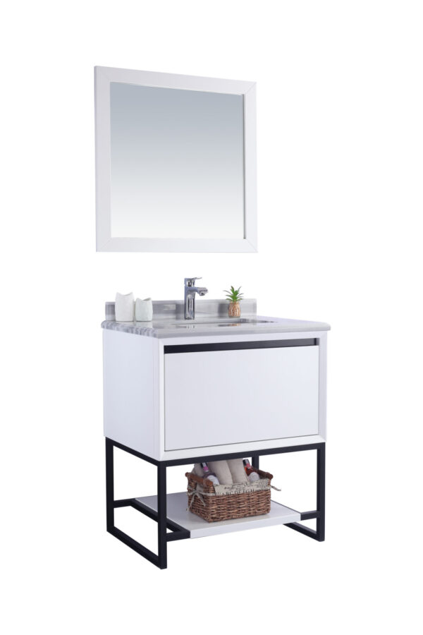 Laviva Alto 30" White Bathroom Vanity with White Stripes Marble Countertop