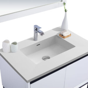 Laviva Alto 36" White Bathroom Vanity with Matte White VIVA Stone Solid Surface Countertop