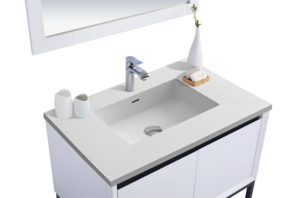 Laviva Alto 36" White Bathroom Vanity with Matte White VIVA Stone Solid Surface Countertop