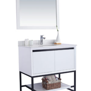 Laviva Alto 36" White Bathroom Vanity with White Quartz Countertop