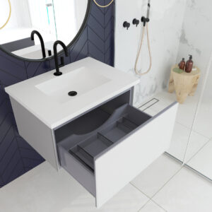 Laviva Vitri 30" Cloud White Bathroom Vanity with VIVA Stone Matte White Solid Surface Countertop