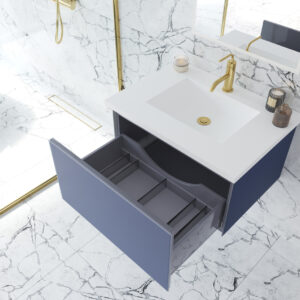 Laviva Vitri 30" Nautical Blue Bathroom Vanity with VIVA Stone Matte White Solid Surface Countertop