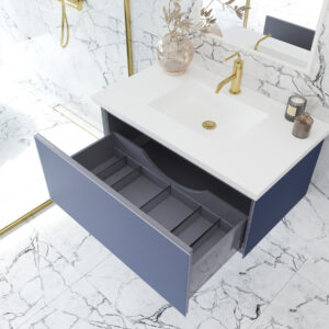 Laviva Vitri 36" Nautical Blue Bathroom Vanity with VIVA Stone Matte White Solid Surface Countertop