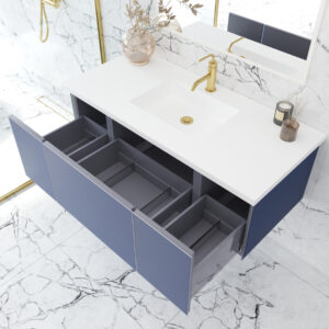 Laviva Vitri 48" Nautical Blue Bathroom Vanity with VIVA Stone Matte White Solid Surface Countertop