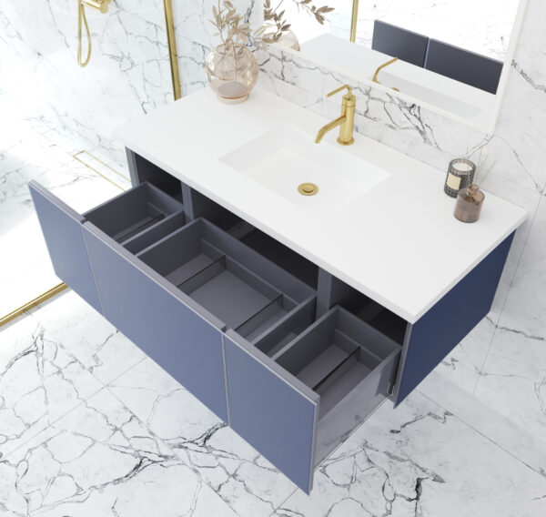 Laviva Vitri 48" Nautical Blue Bathroom Vanity with VIVA Stone Matte White Solid Surface Countertop