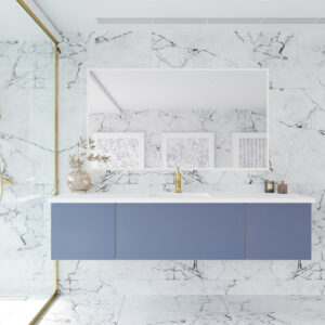 Laviva Vitri 72" Nautical Blue Single Sink Bathroom Vanity with VIVA Stone Matte White Solid Surface Countertop