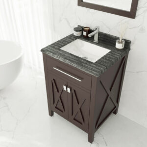 Laviva Wimbledon 24" Brown Bathroom Vanity with Black Wood Marble Countertop