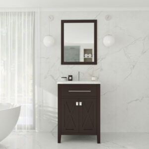 Laviva Wimbledon 24" Brown Bathroom Vanity with White Carrara Marble Countertop