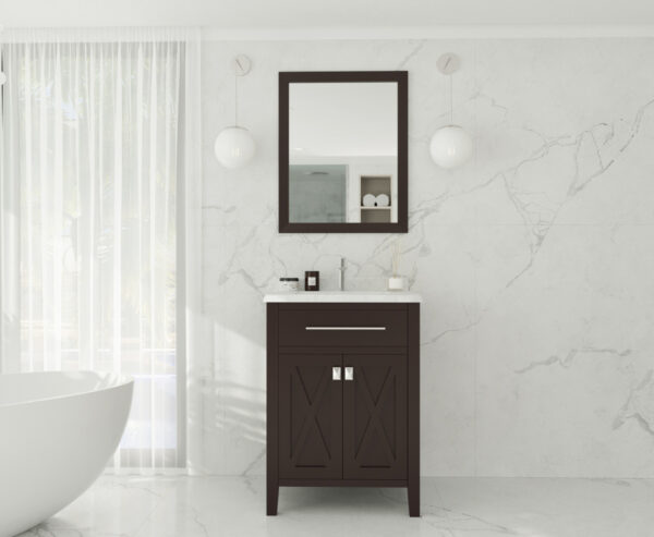 Laviva Wimbledon 24" Brown Bathroom Vanity with White Carrara Marble Countertop