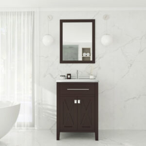 Laviva Wimbledon 24" Brown Bathroom Vanity with White Stripes Marble Countertop