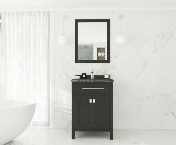 Laviva Wimbledon 24" Espresso Bathroom Vanity with Black Wood Marble Countertop