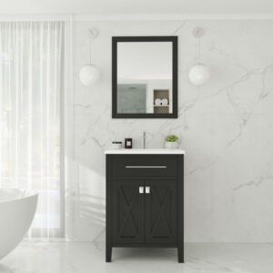 Laviva Wimbledon 24" Espresso Bathroom Vanity with Matte White VIVA Stone Solid Surface Countertop