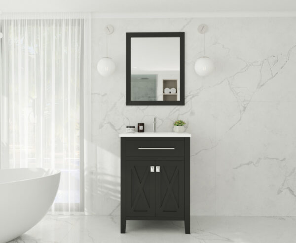 Laviva Wimbledon 24" Espresso Bathroom Vanity with Matte White VIVA Stone Solid Surface Countertop