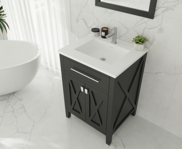 Laviva Wimbledon 24" Espresso Bathroom Vanity with Matte White VIVA Stone Solid Surface Countertop