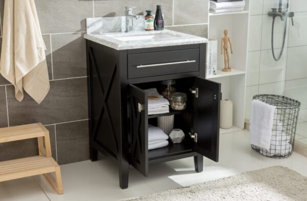 Laviva Wimbledon 24" Espresso Bathroom Vanity with Matte White VIVA Stone Solid Surface Countertop