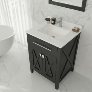 Laviva Wimbledon 24" Espresso Bathroom Vanity with White Quartz Countertop