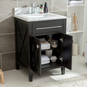 Laviva Wimbledon 24" Espresso Bathroom Vanity with White Quartz Countertop