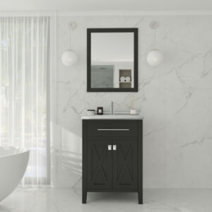 Laviva Wimbledon 24" Espresso Bathroom Vanity with White Stripes Marble Countertop