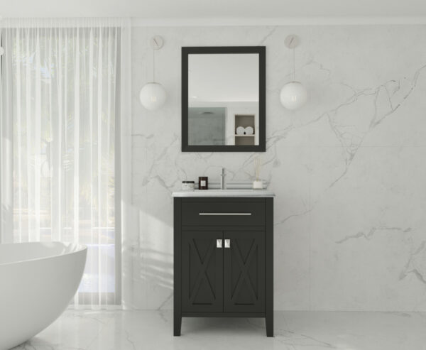 Laviva Wimbledon 24" Espresso Bathroom Vanity with White Stripes Marble Countertop