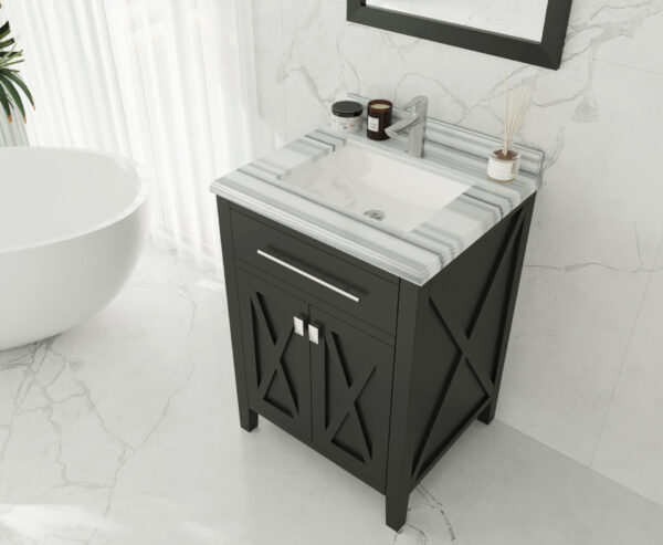 Laviva Wimbledon 24" Espresso Bathroom Vanity with White Stripes Marble Countertop