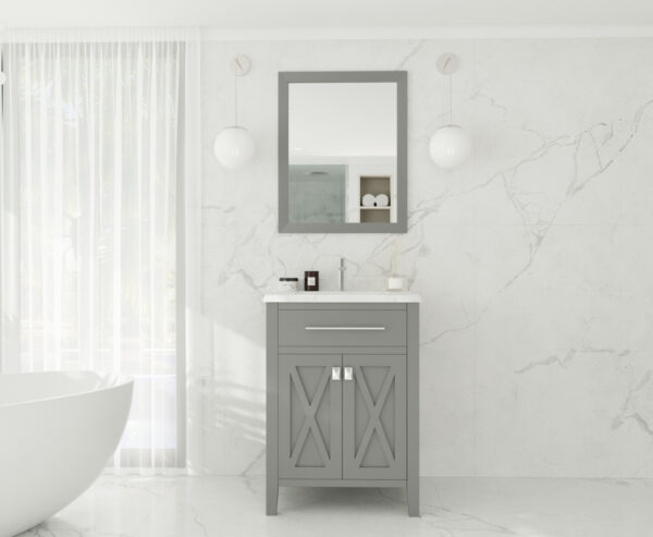 Laviva Wimbledon 24" Grey Bathroom Vanity with White Carrara Marble Countertop