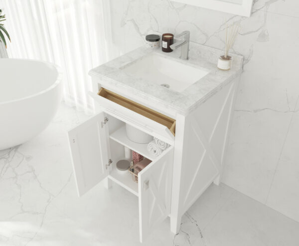 Laviva Wimbledon 24" White Bathroom Vanity with Black Wood Marble Countertop