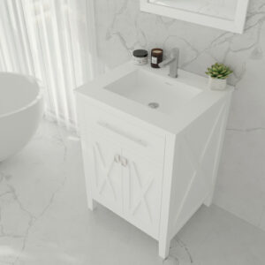 Laviva Wimbledon 24" White Bathroom Vanity with Matte White VIVA Stone Solid Surface Countertop