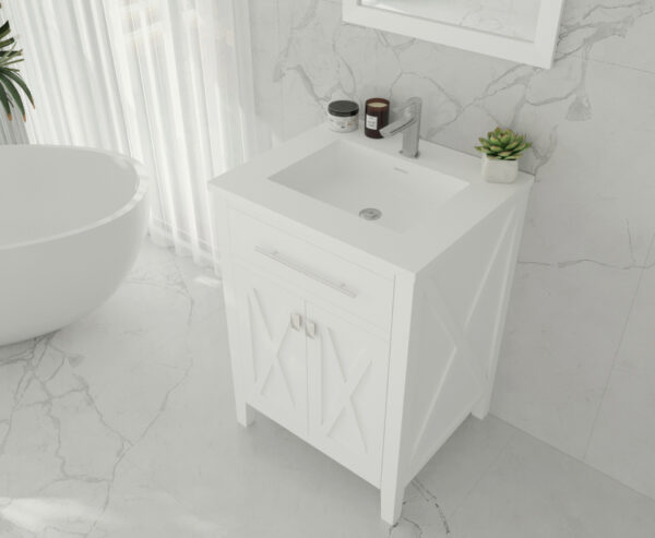 Laviva Wimbledon 24" White Bathroom Vanity with Matte White VIVA Stone Solid Surface Countertop