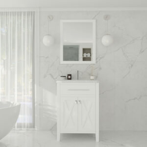 Laviva Wimbledon 24" White Bathroom Vanity with White Carrara Marble Countertop