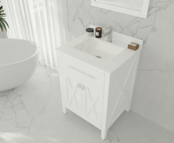 Laviva Wimbledon 24" White Bathroom Vanity with White Quartz Countertop