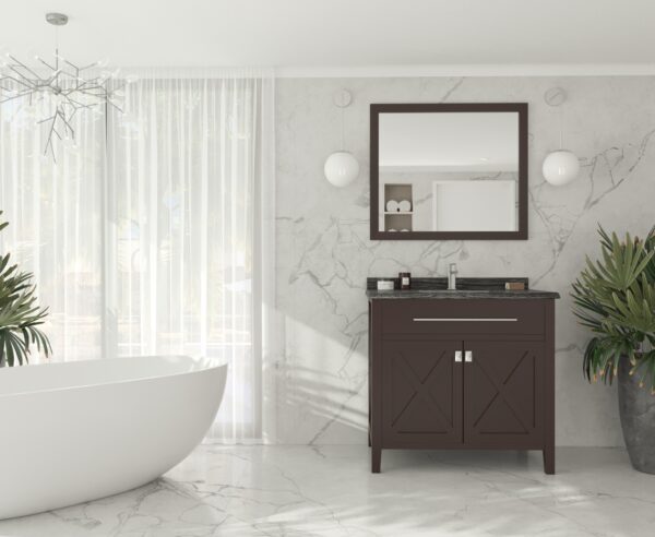 Laviva Wimbledon 36" Brown Bathroom Vanity with Black Wood Marble Countertop